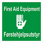 Skilt - Førstehjelpsutstyr norsk og engelsk 20 x 20 cm
