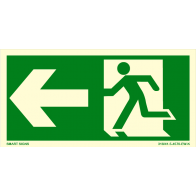 Skilt - Nødutgang - Pil venstre - Løpende mann