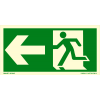 Skilt - Nødutgang - Pil venstre - Løpende mann